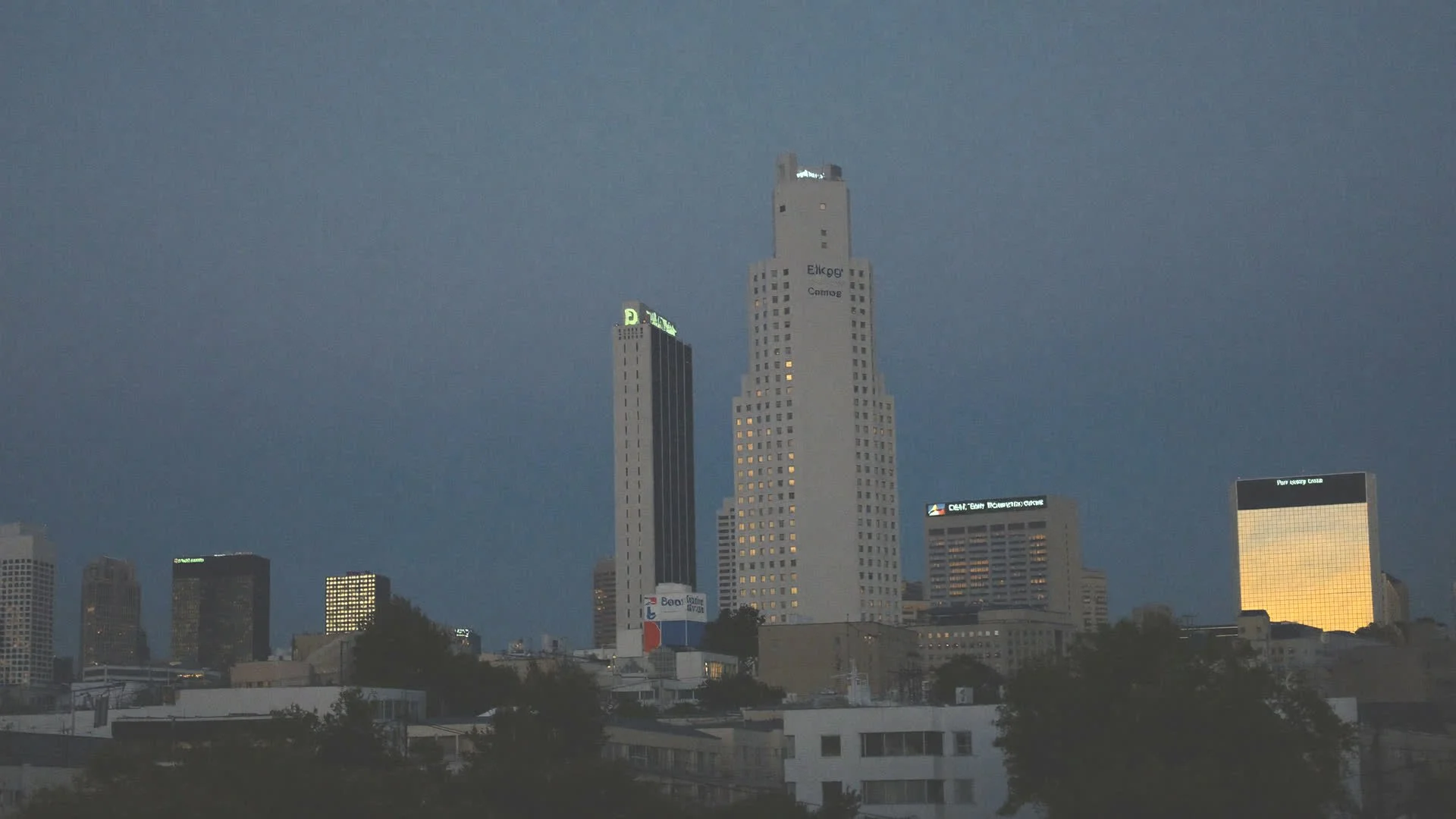 Downtown Elk Grove skyline at dusk