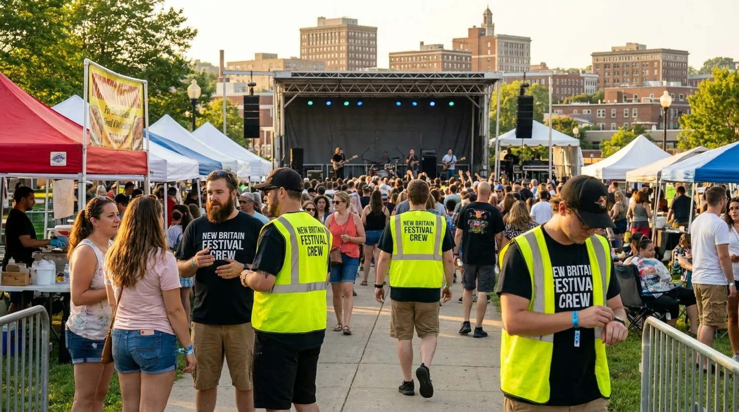 Diverse event types requiring staffing in New Britain