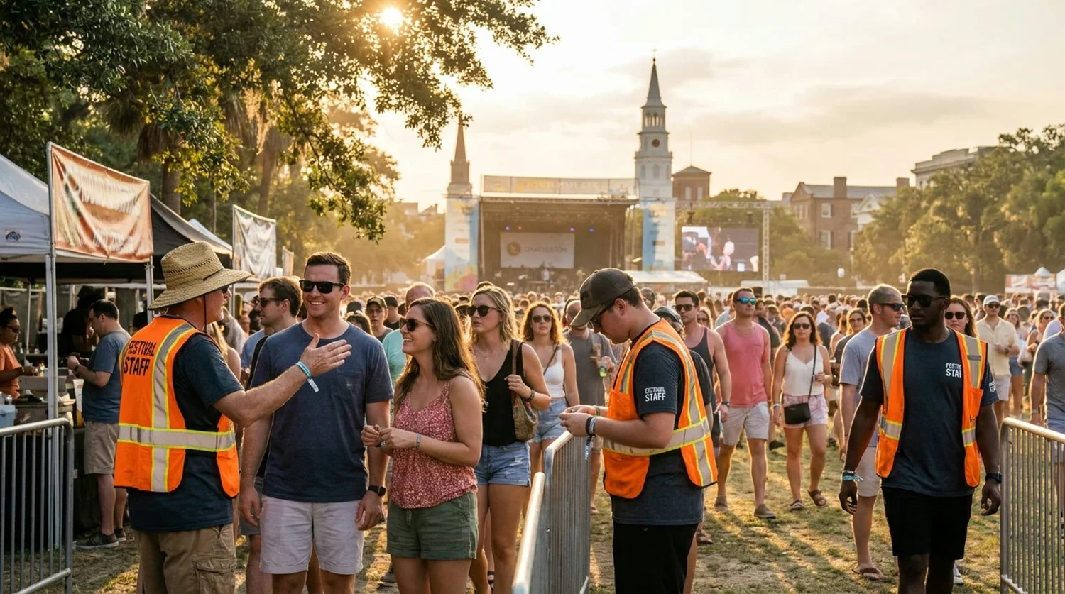 Diverse event types requiring staffing in Charleston
