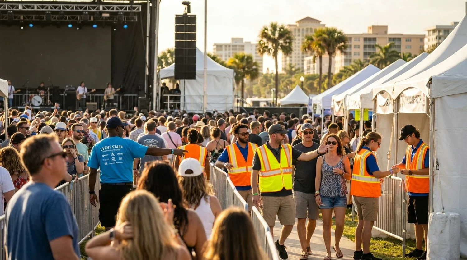 Diverse event types requiring staffing in Sarasota