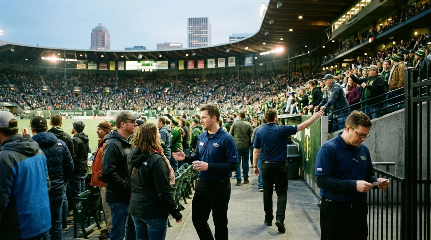 Large event venue requiring professional staffing in Portland