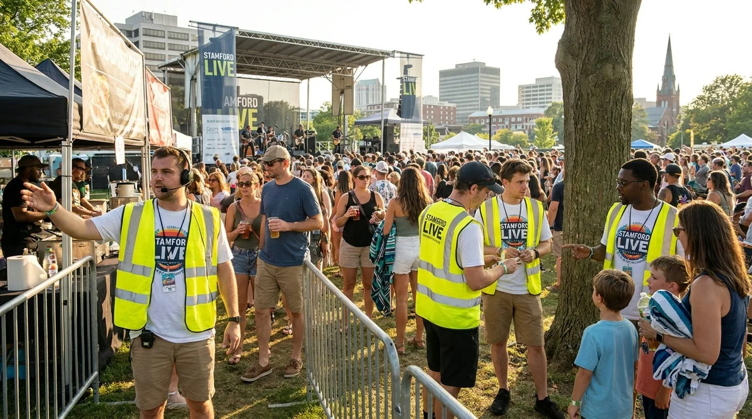 Diverse event types requiring staffing in Stamford