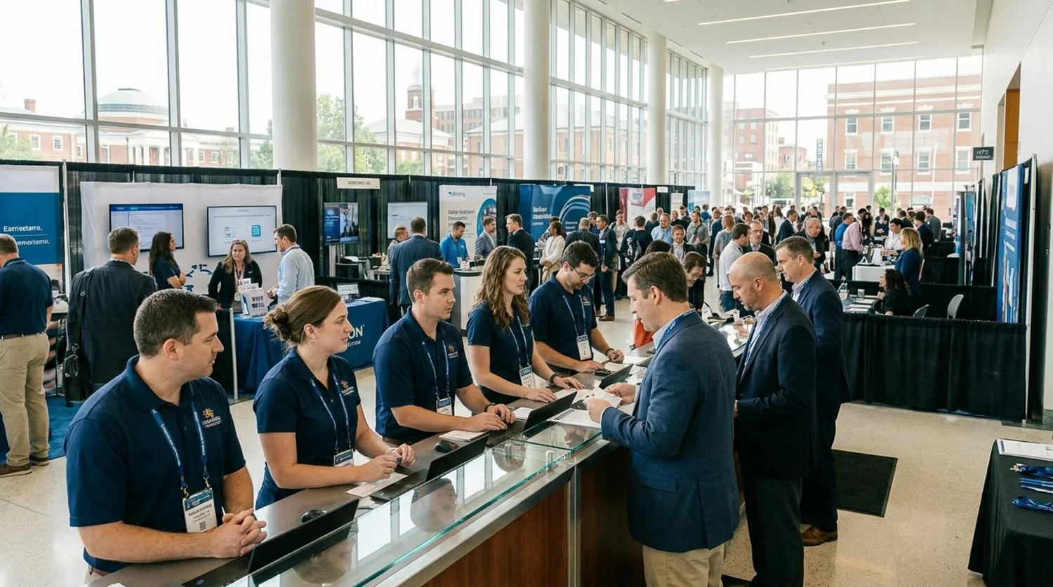 Event staffing and convention setup in Charlottesville