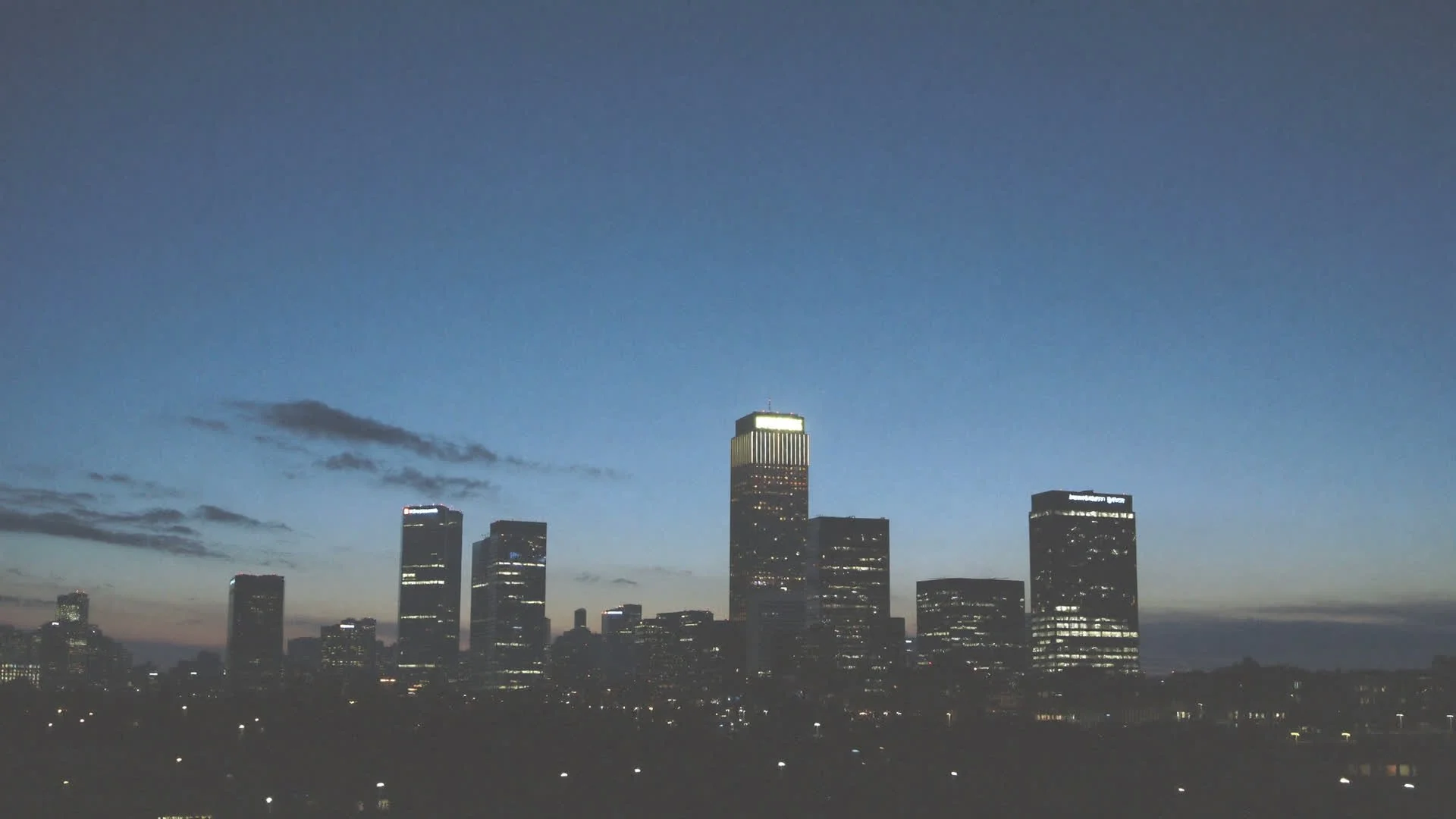 Downtown Mcallen skyline at dusk