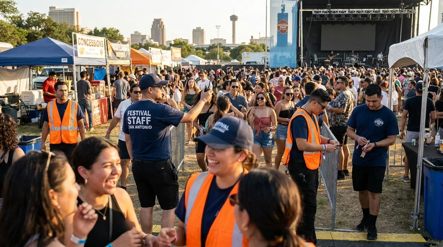 Diverse event types requiring staffing in San Antonio