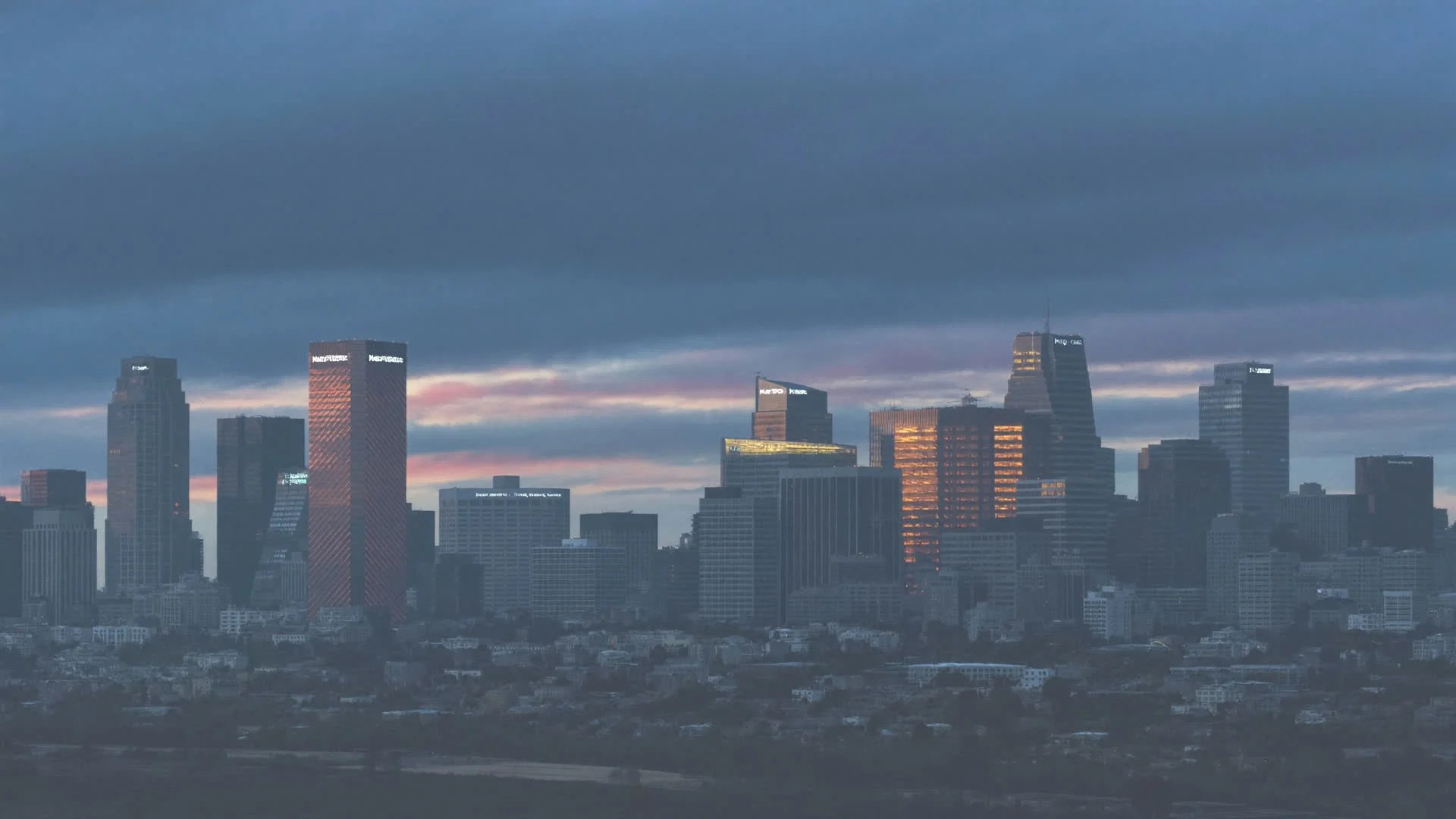 Downtown Harrisburg skyline at dusk