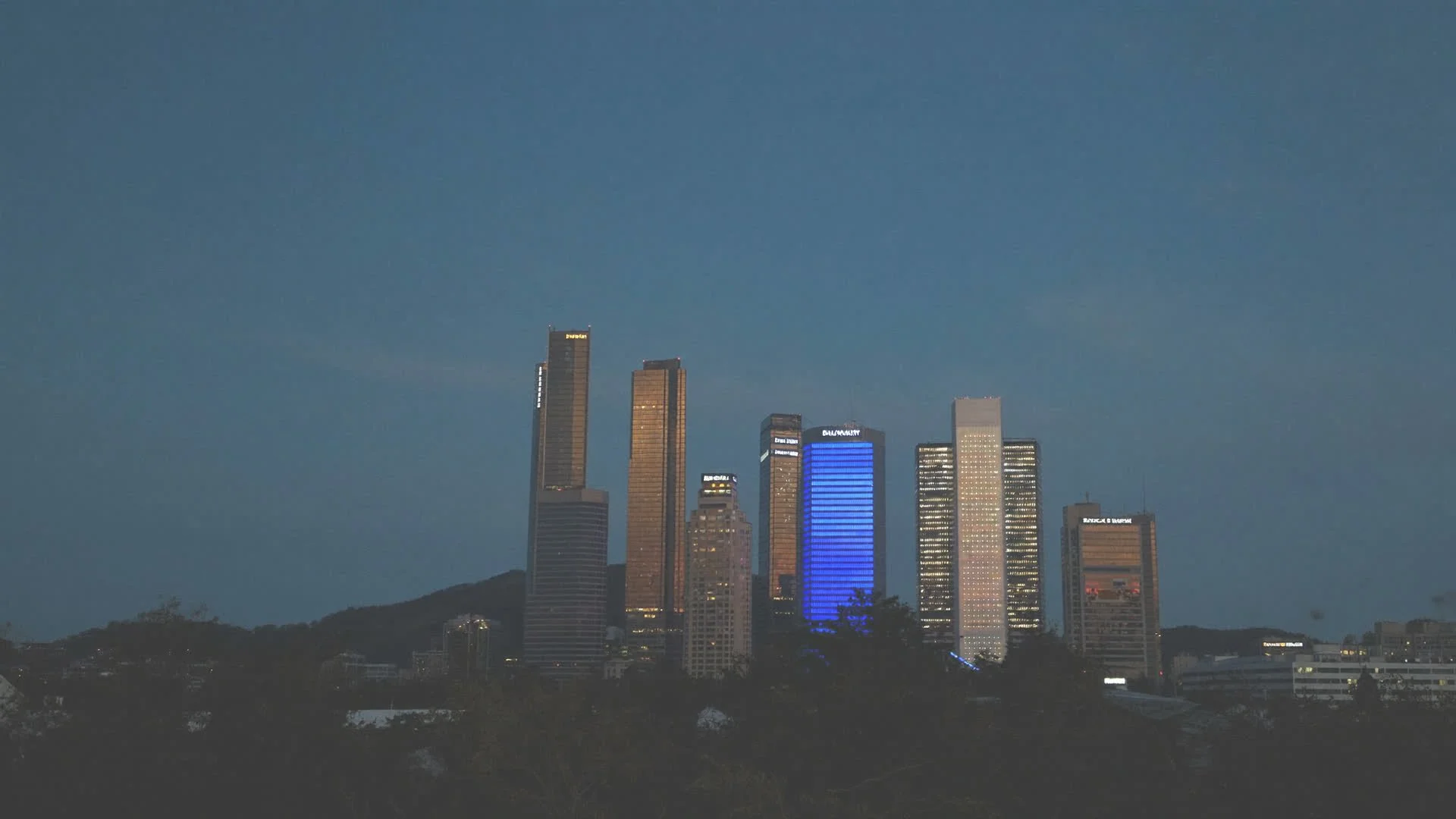 Downtown Dayton skyline at dusk