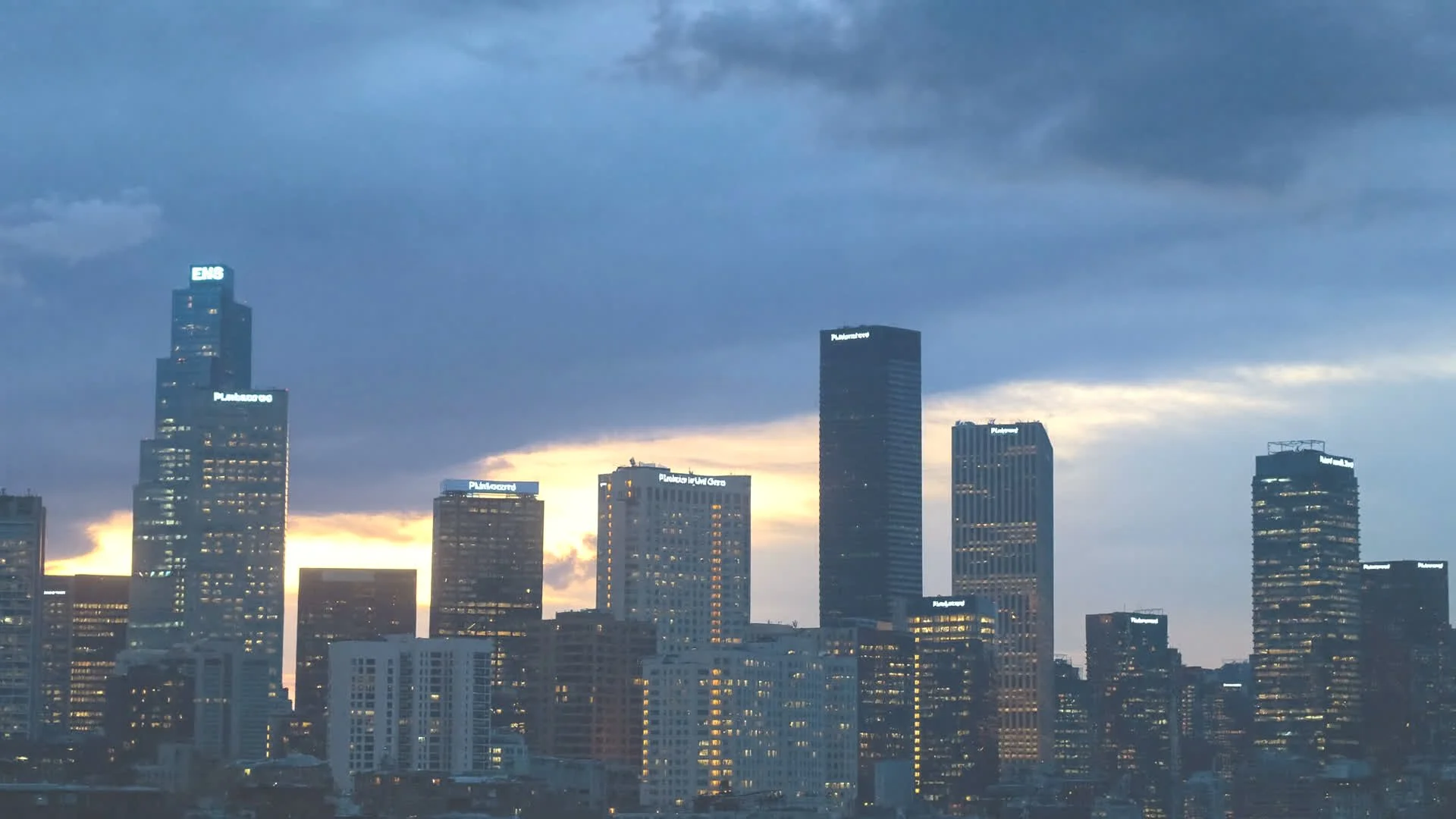 Downtown Plano skyline at dusk