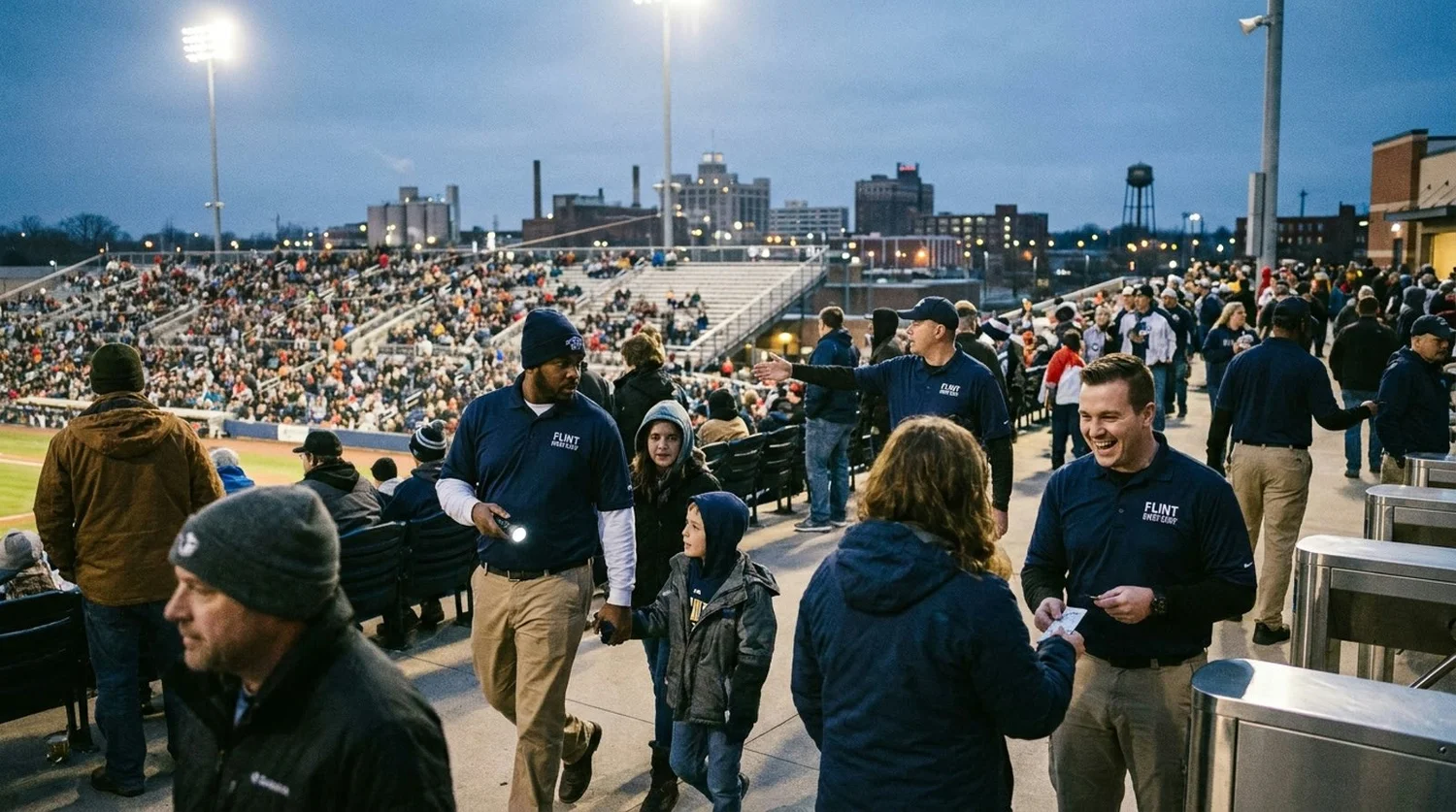 Large event venue requiring professional staffing in Flint
