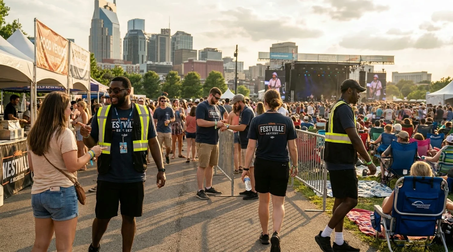 Diverse event types requiring staffing in Nashville