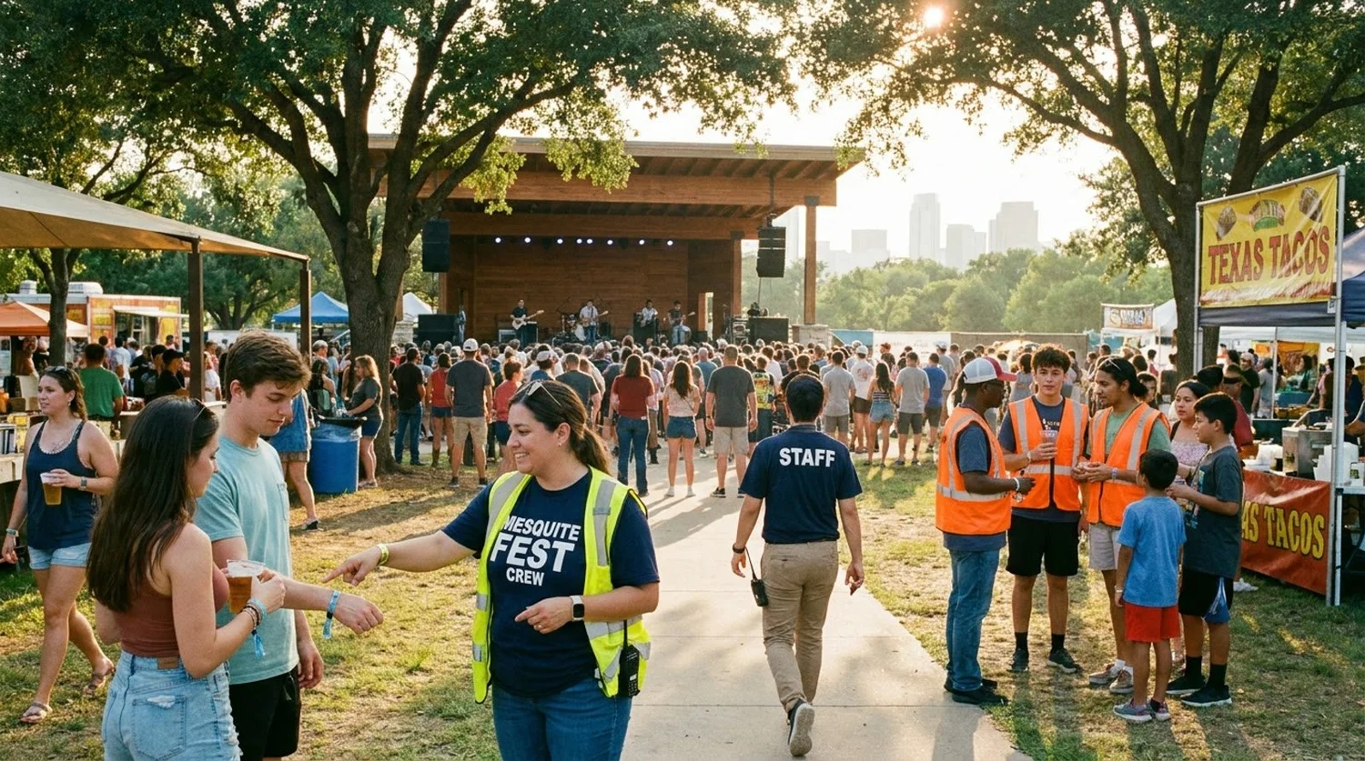 Diverse event types requiring staffing in Mesquite