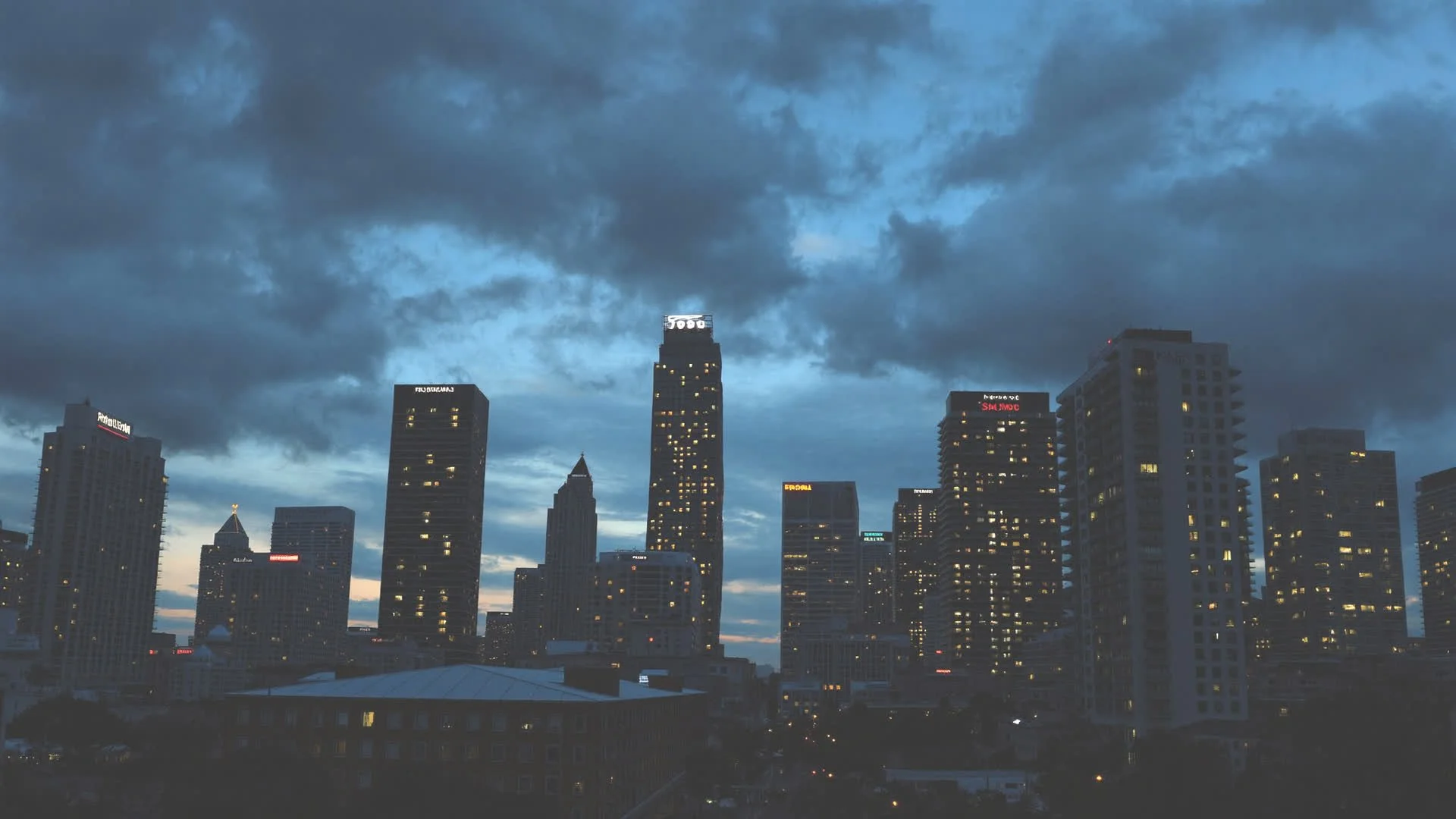 Downtown Coral Springs skyline at dusk