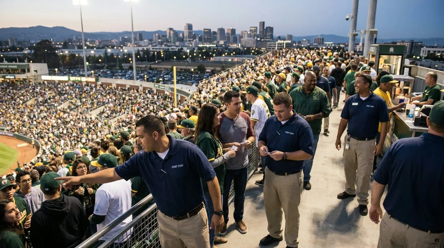 Large event venue requiring professional staffing in Oakland