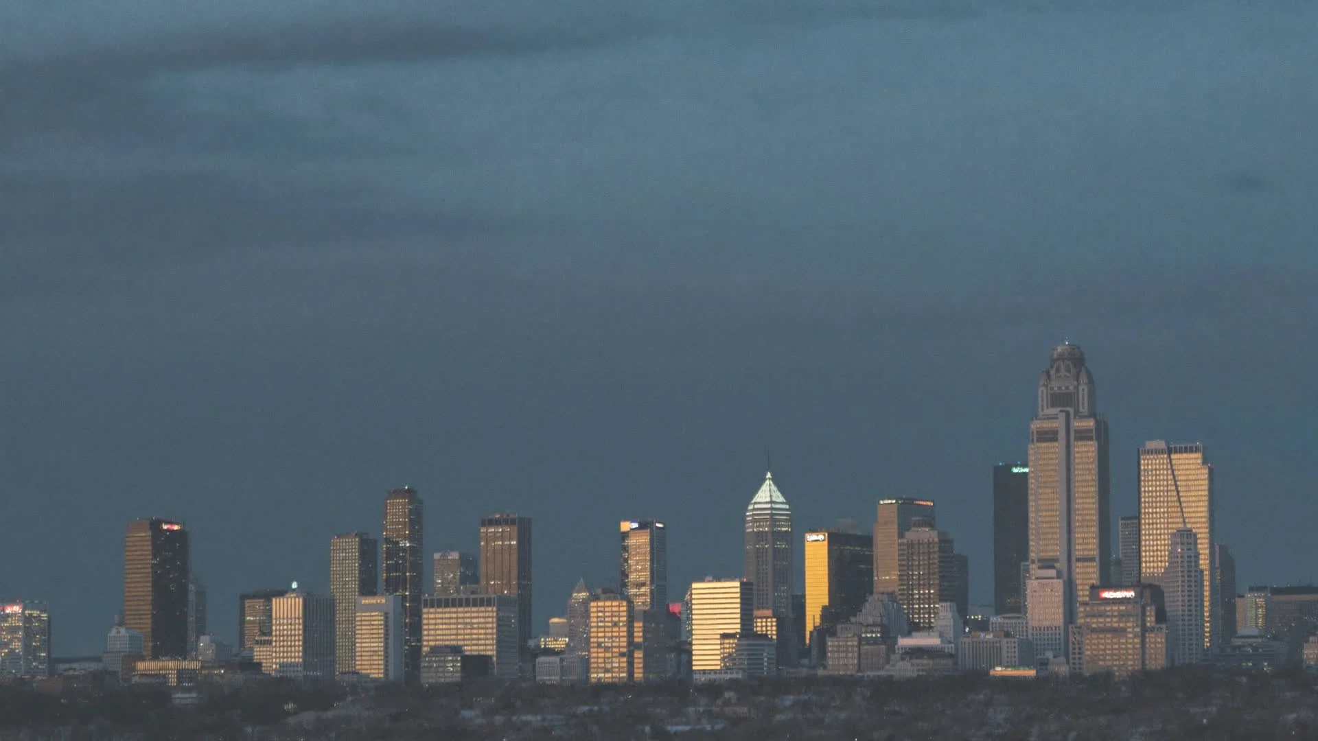 Downtown Springfield Mo skyline at dusk