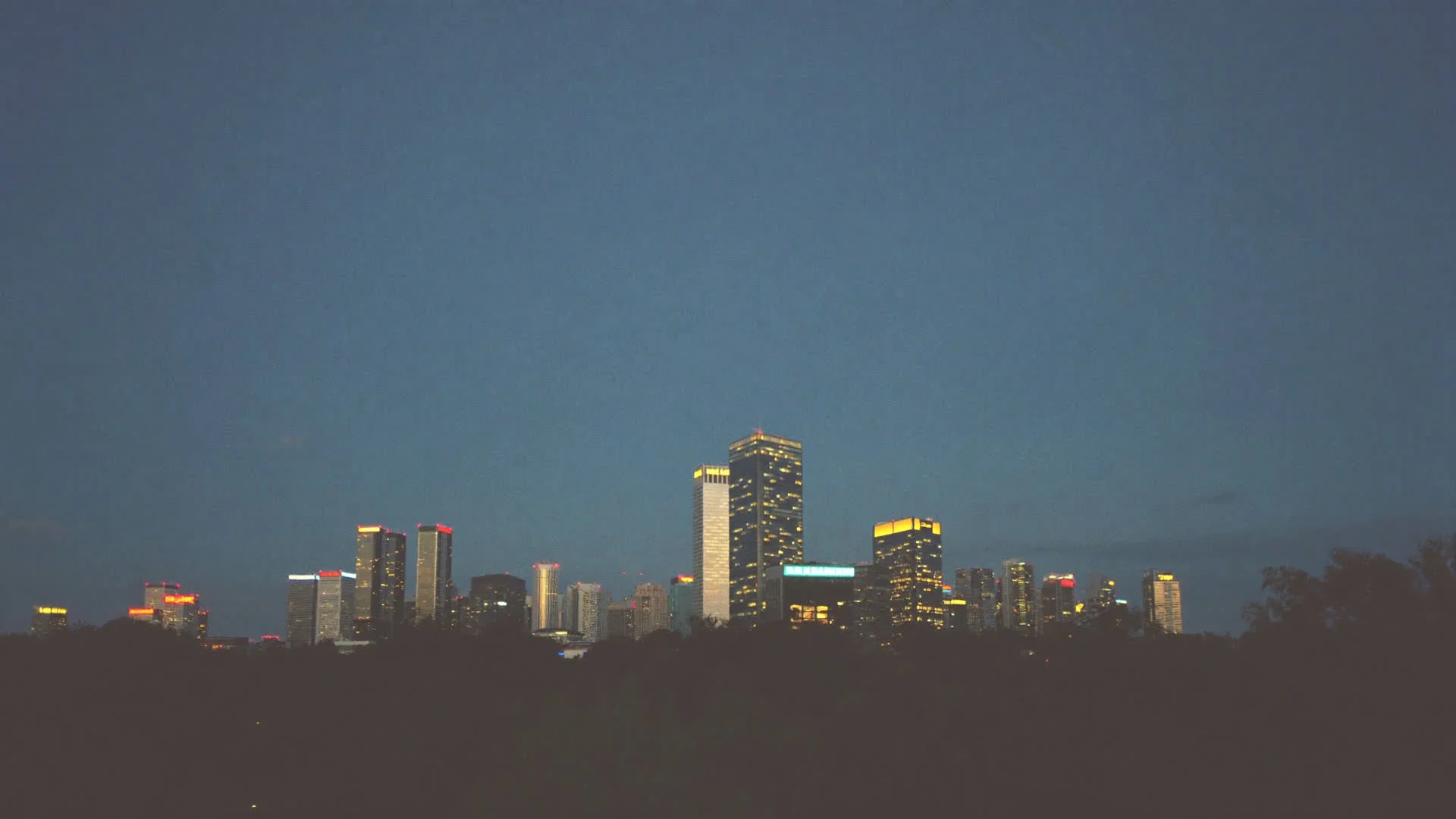 Downtown Birmingham skyline at dusk