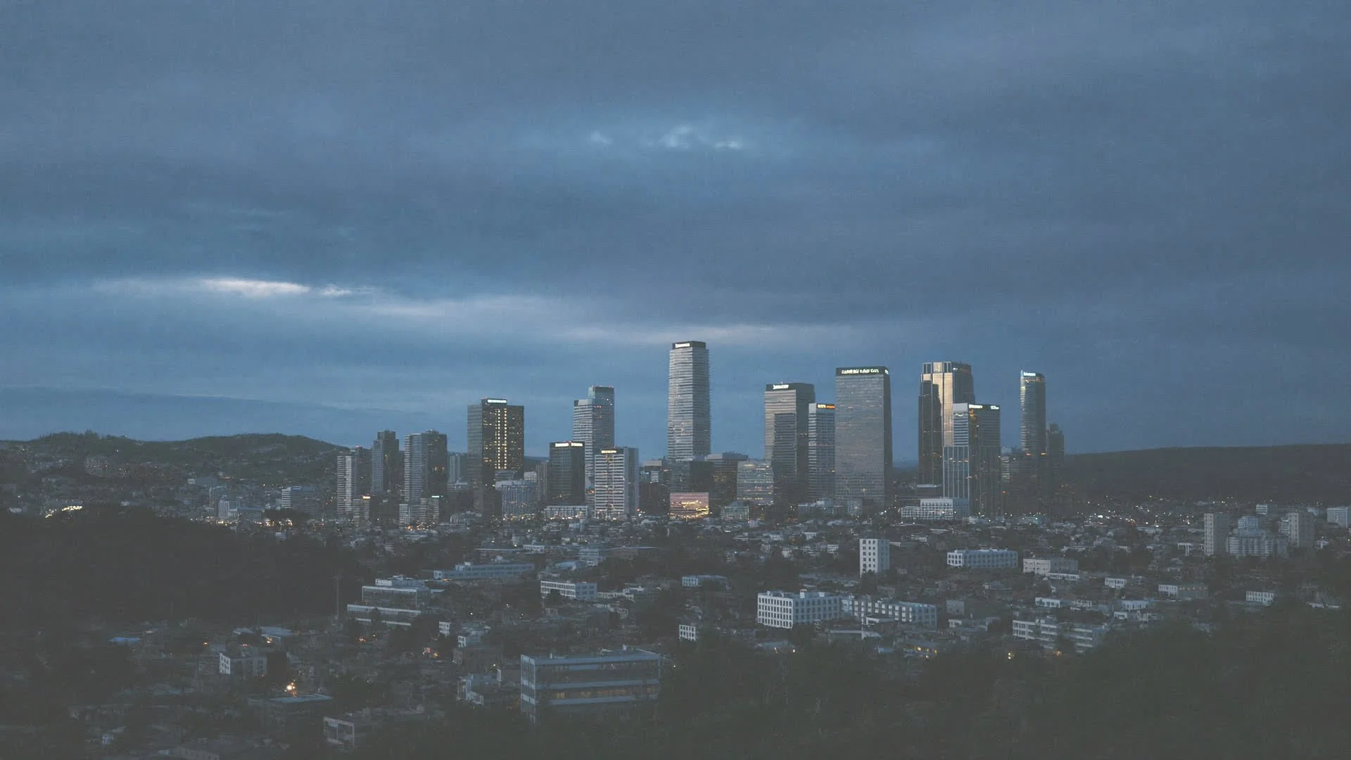 Downtown Hampton skyline at dusk