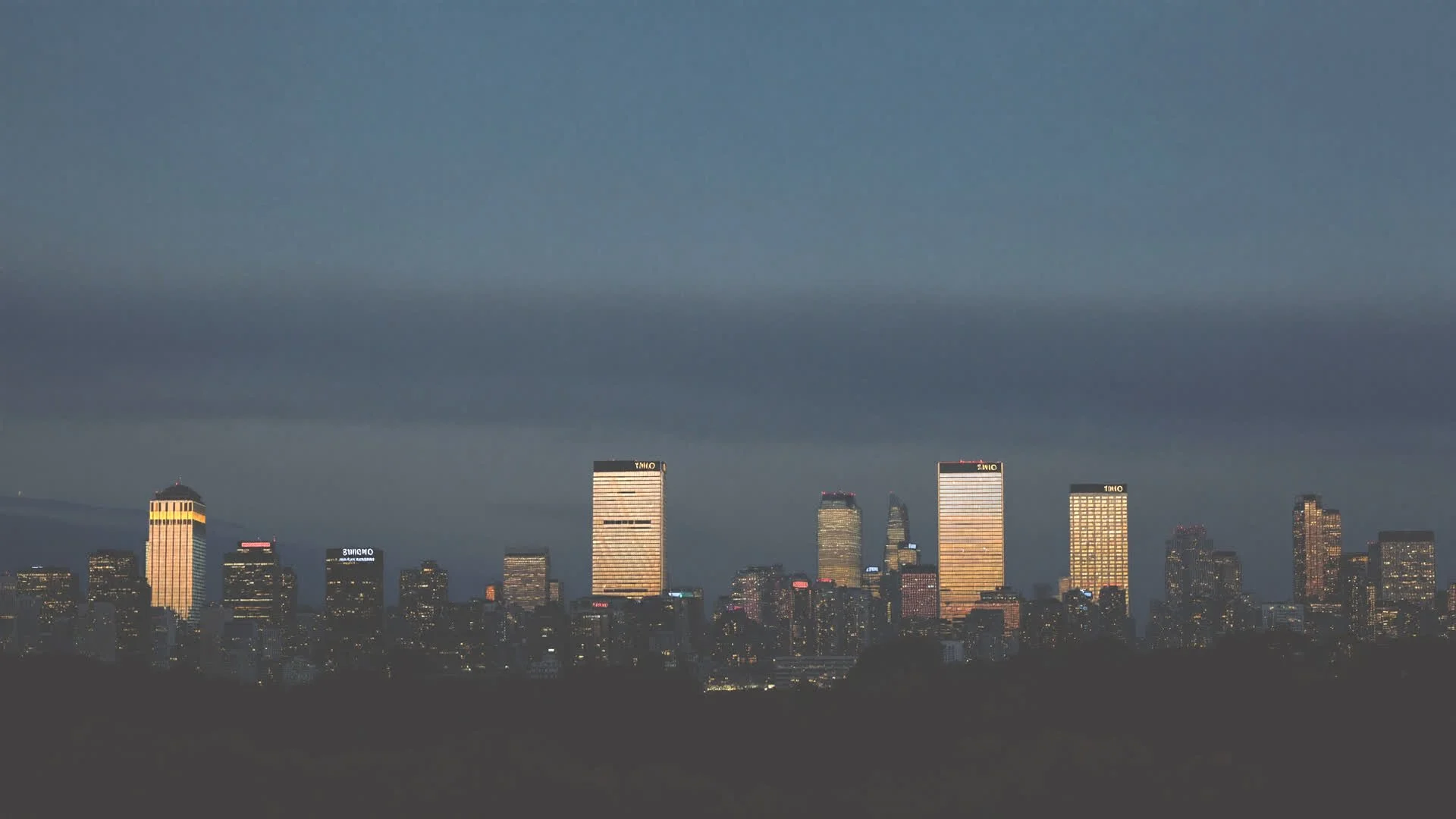 Downtown Yonkers skyline at dusk