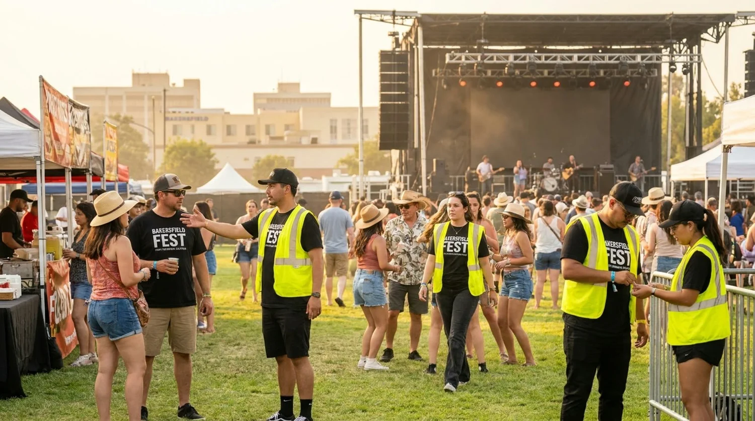 Diverse event types requiring staffing in Bakersfield