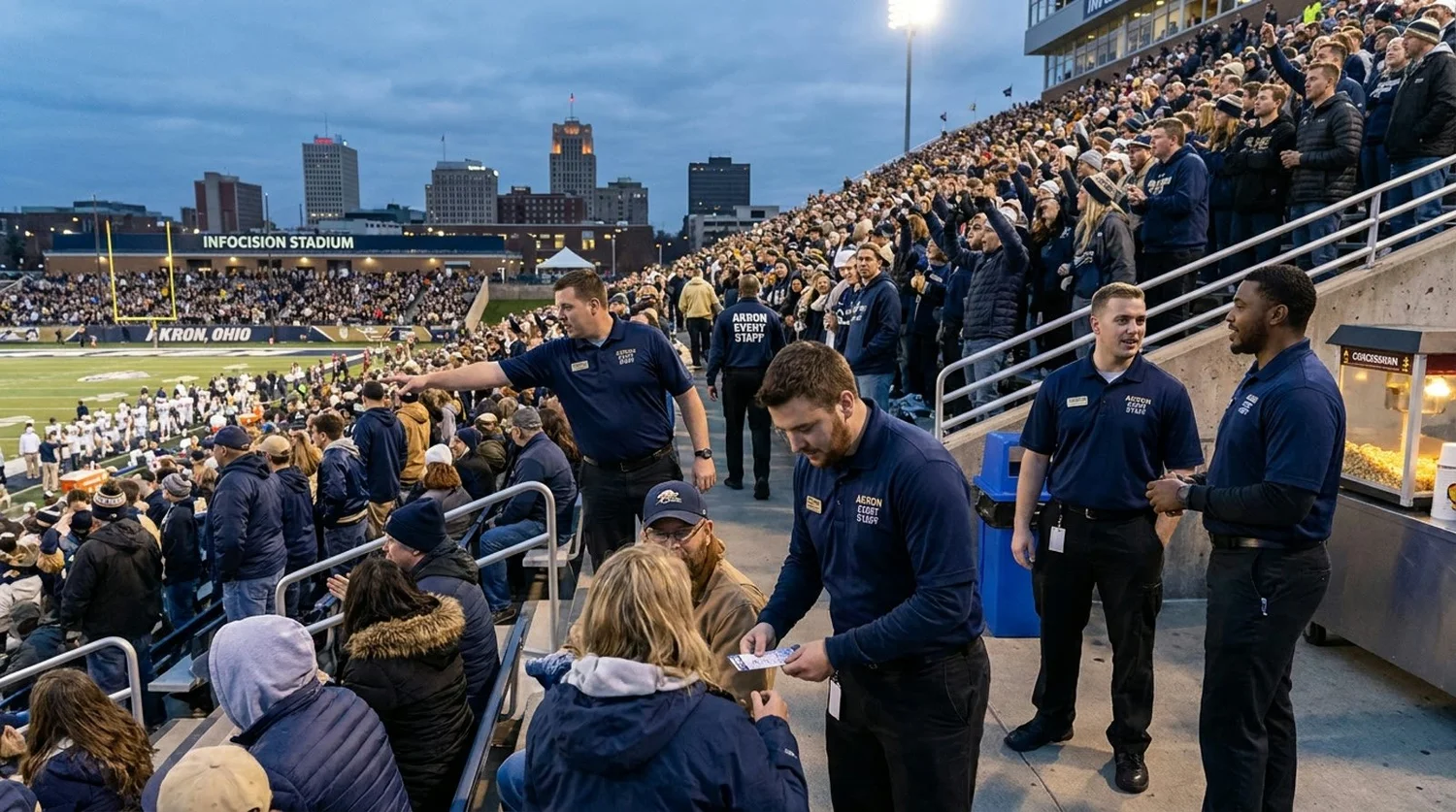 Large event venue requiring professional staffing in Akron