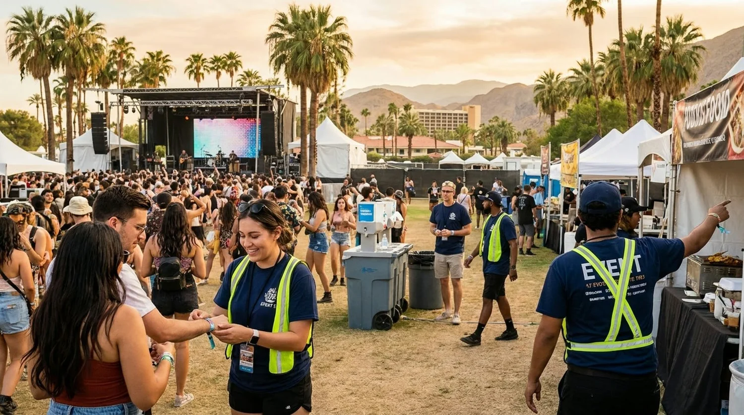 Diverse event types requiring staffing in Palm Springs