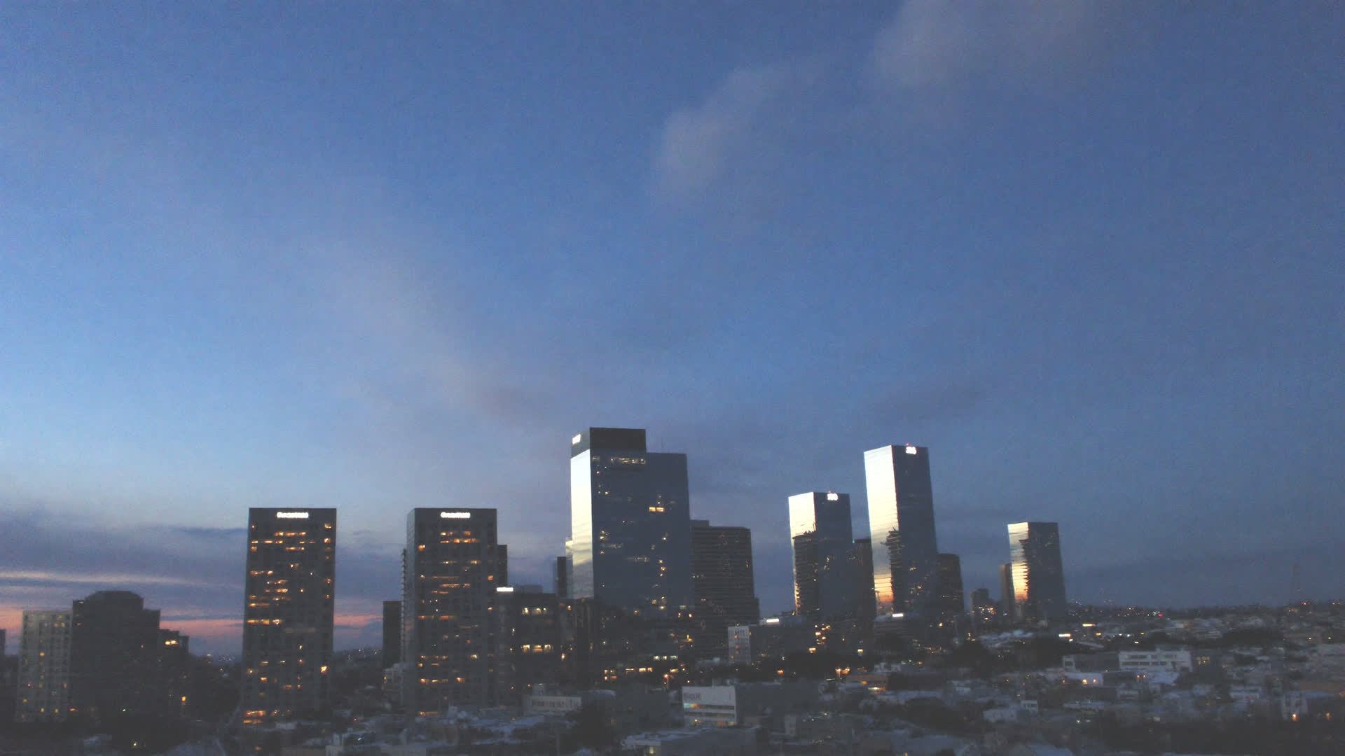 Downtown Miramar skyline at dusk