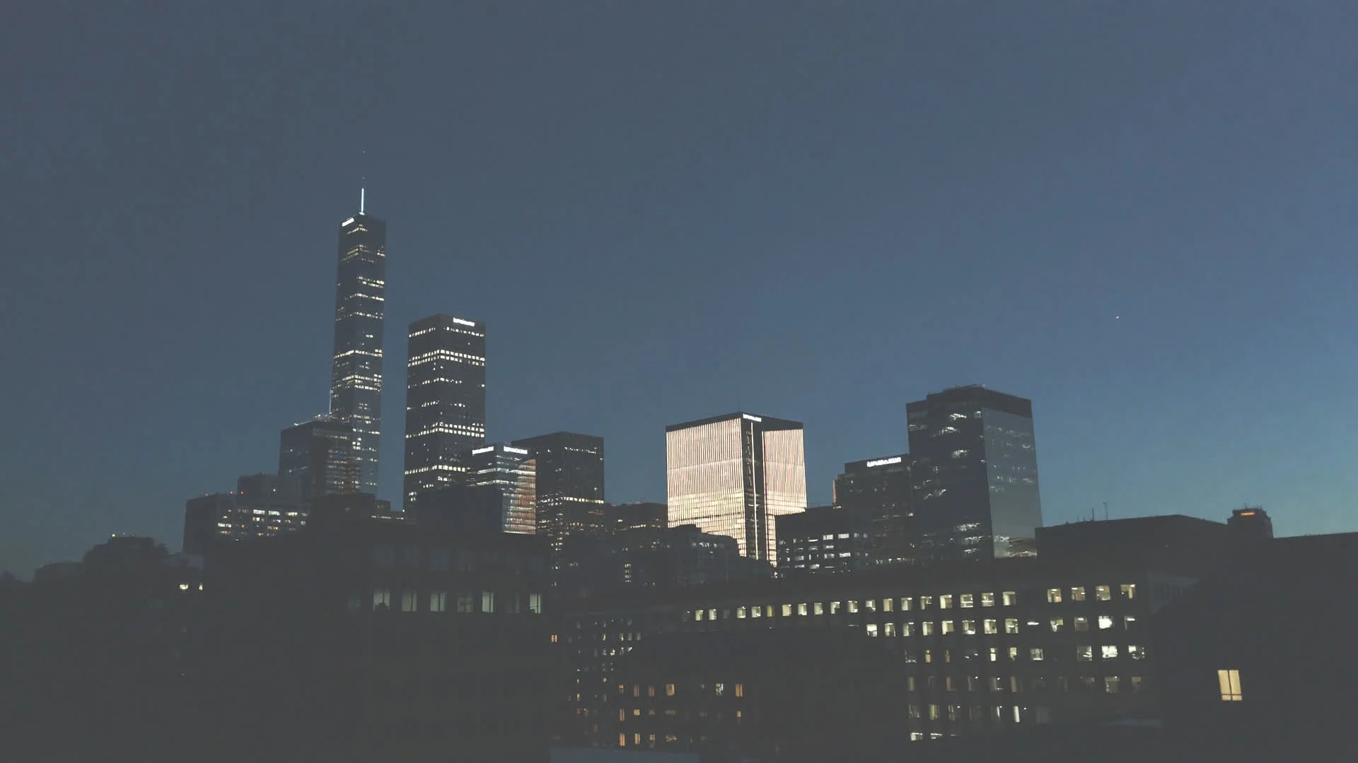 Downtown Youngstown skyline at dusk