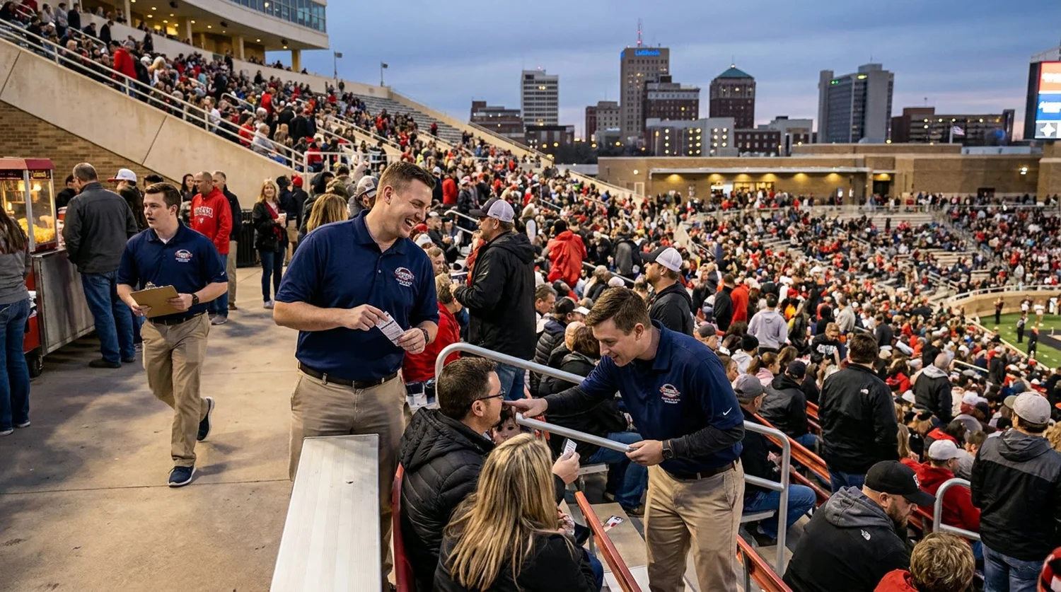 Large event venue requiring professional staffing in Lubbock