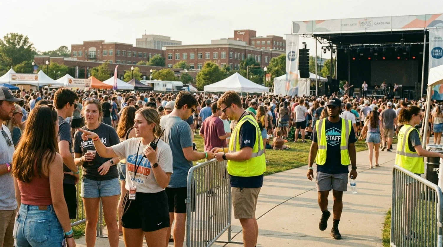 Diverse event types requiring staffing in Cary