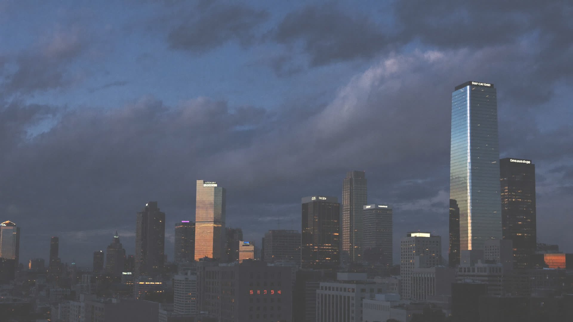 Downtown Oxnard skyline at dusk