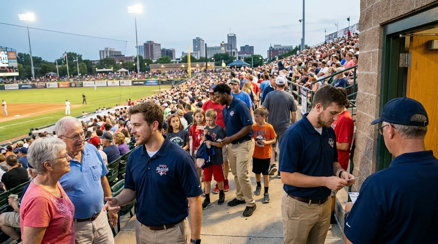 Large event venue requiring professional staffing in Rockford