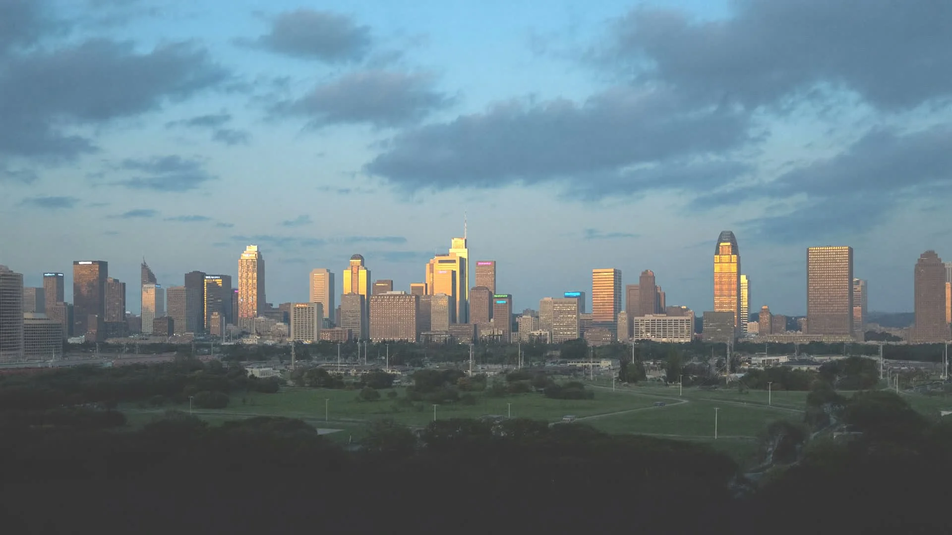 Downtown Reading skyline at dusk