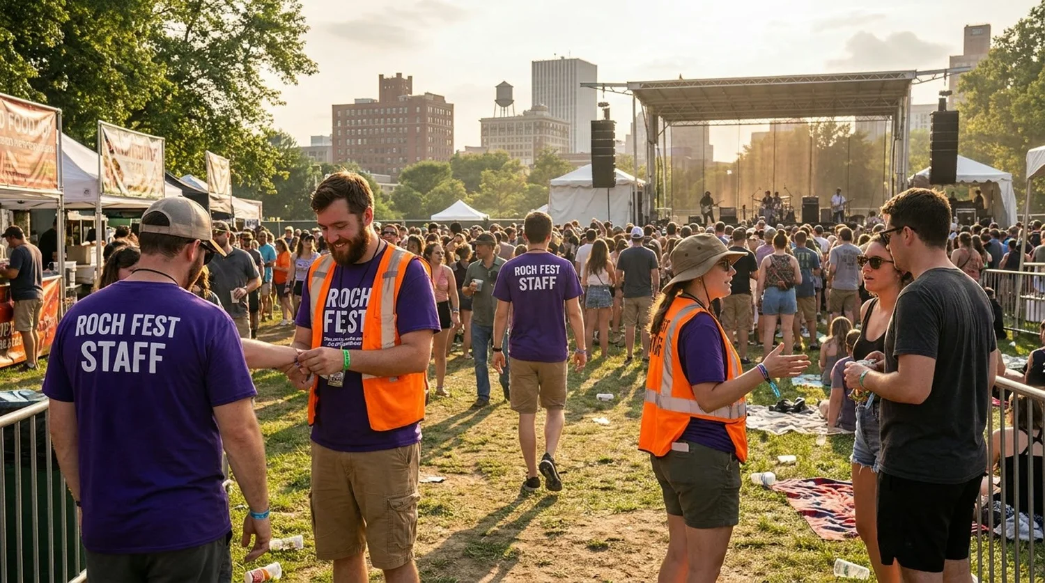 Diverse event types requiring staffing in Rochester