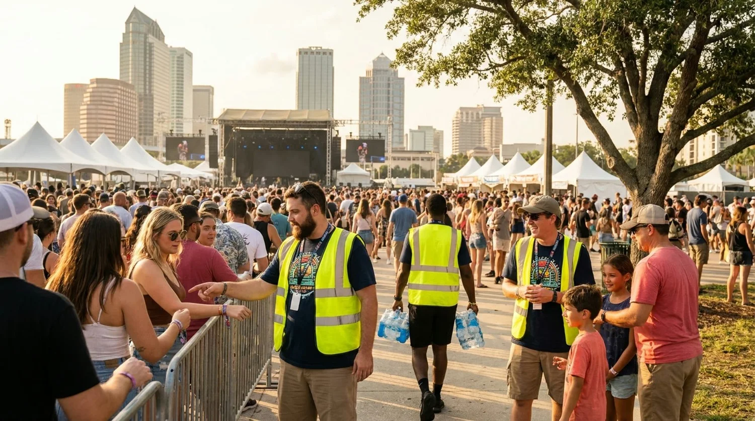 Diverse event types requiring staffing in Tampa