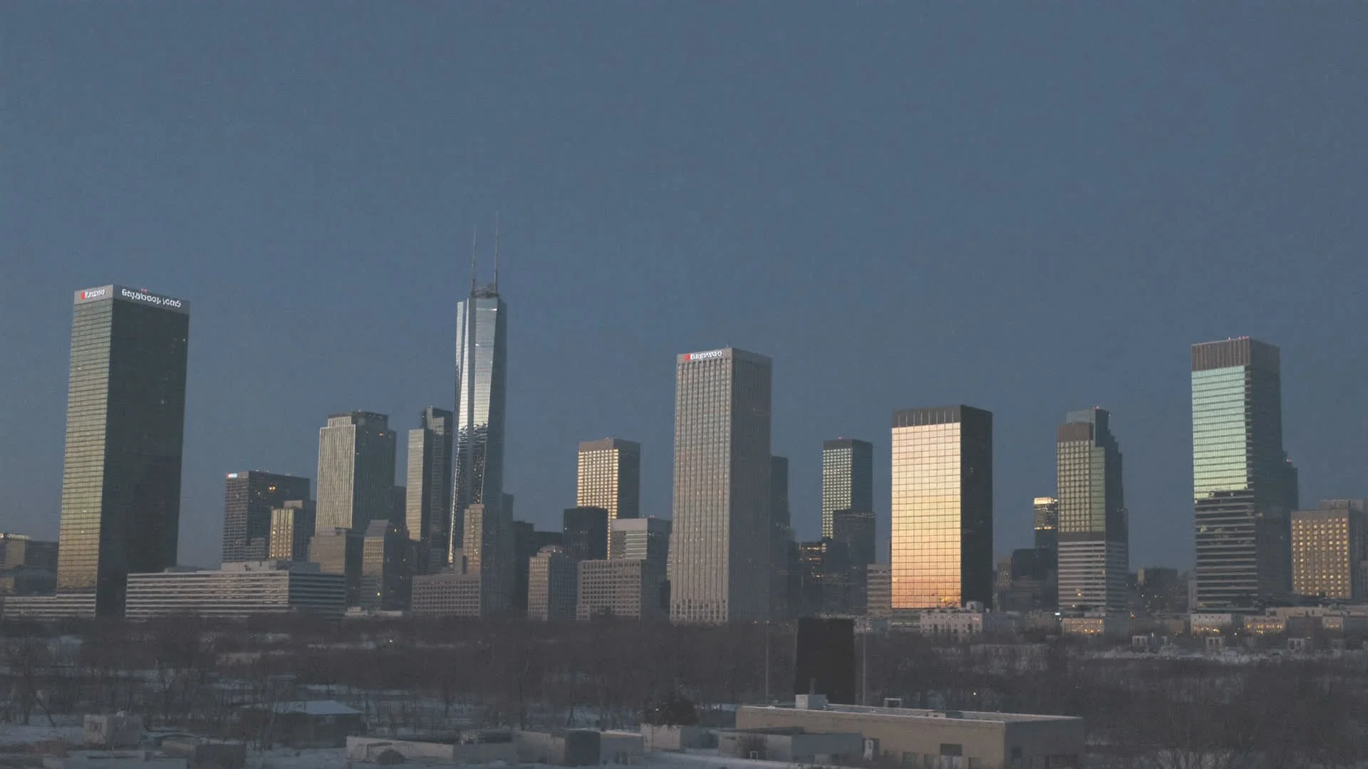 Downtown Elizabeth skyline at dusk