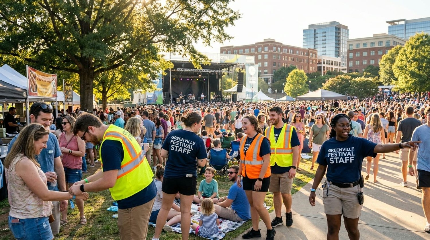 Diverse event types requiring staffing in Greenville