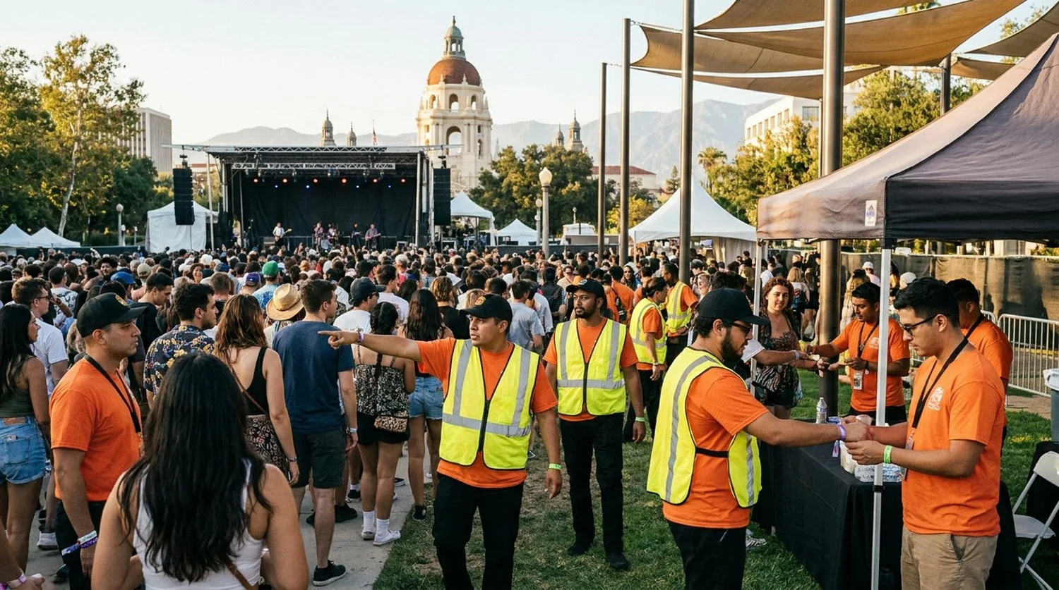 Diverse event types requiring staffing in Pasadena