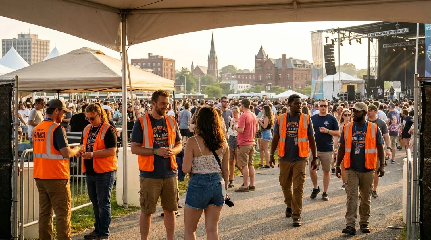 Diverse event types requiring staffing in New London