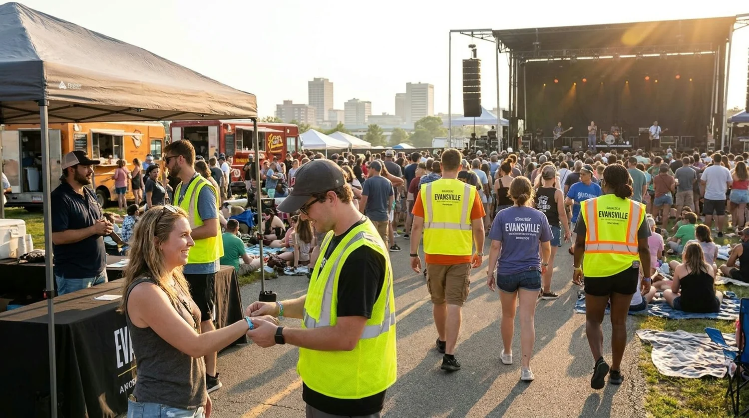 Diverse event types requiring staffing in Evansville