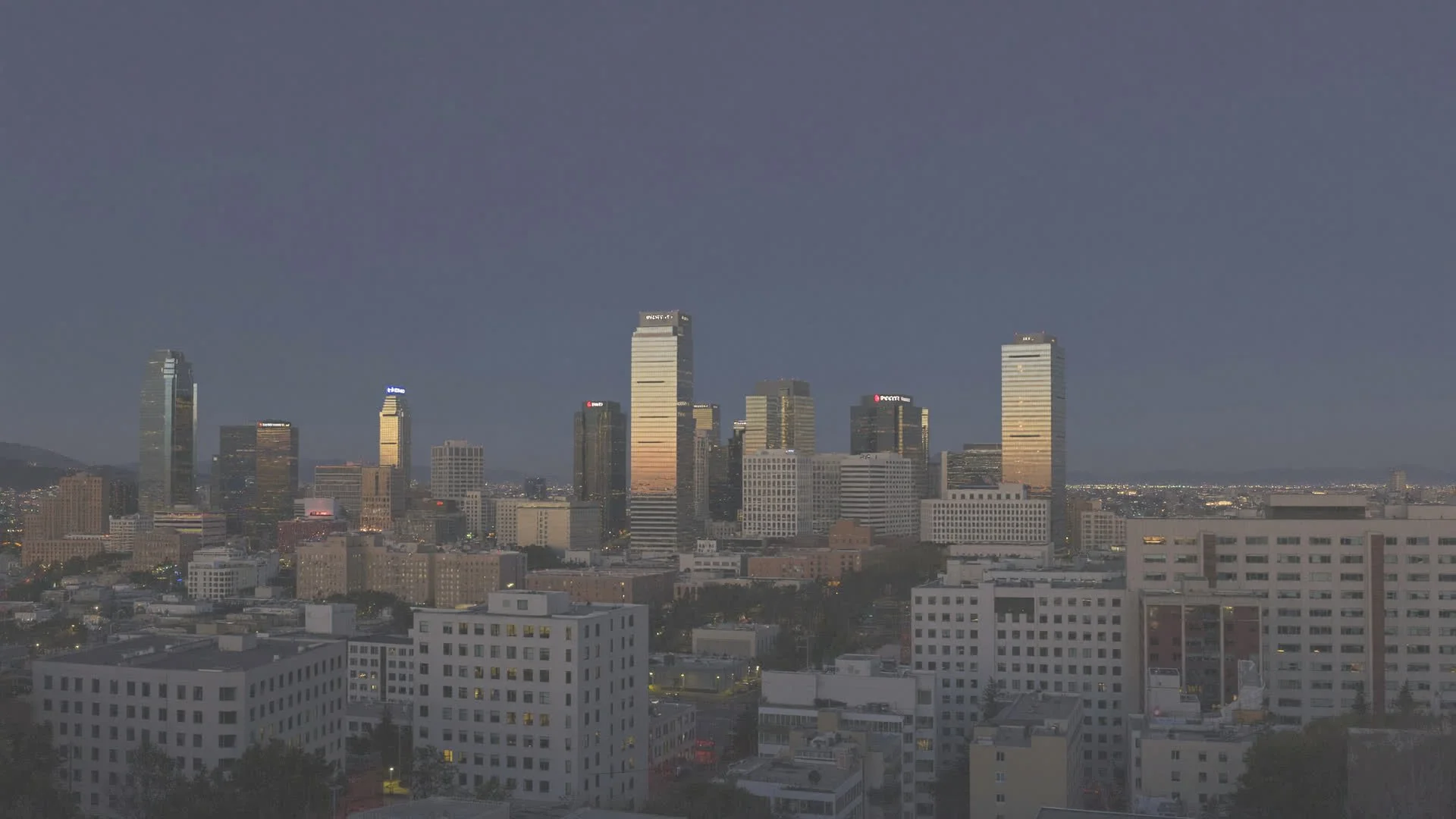 Downtown Monterey skyline at dusk