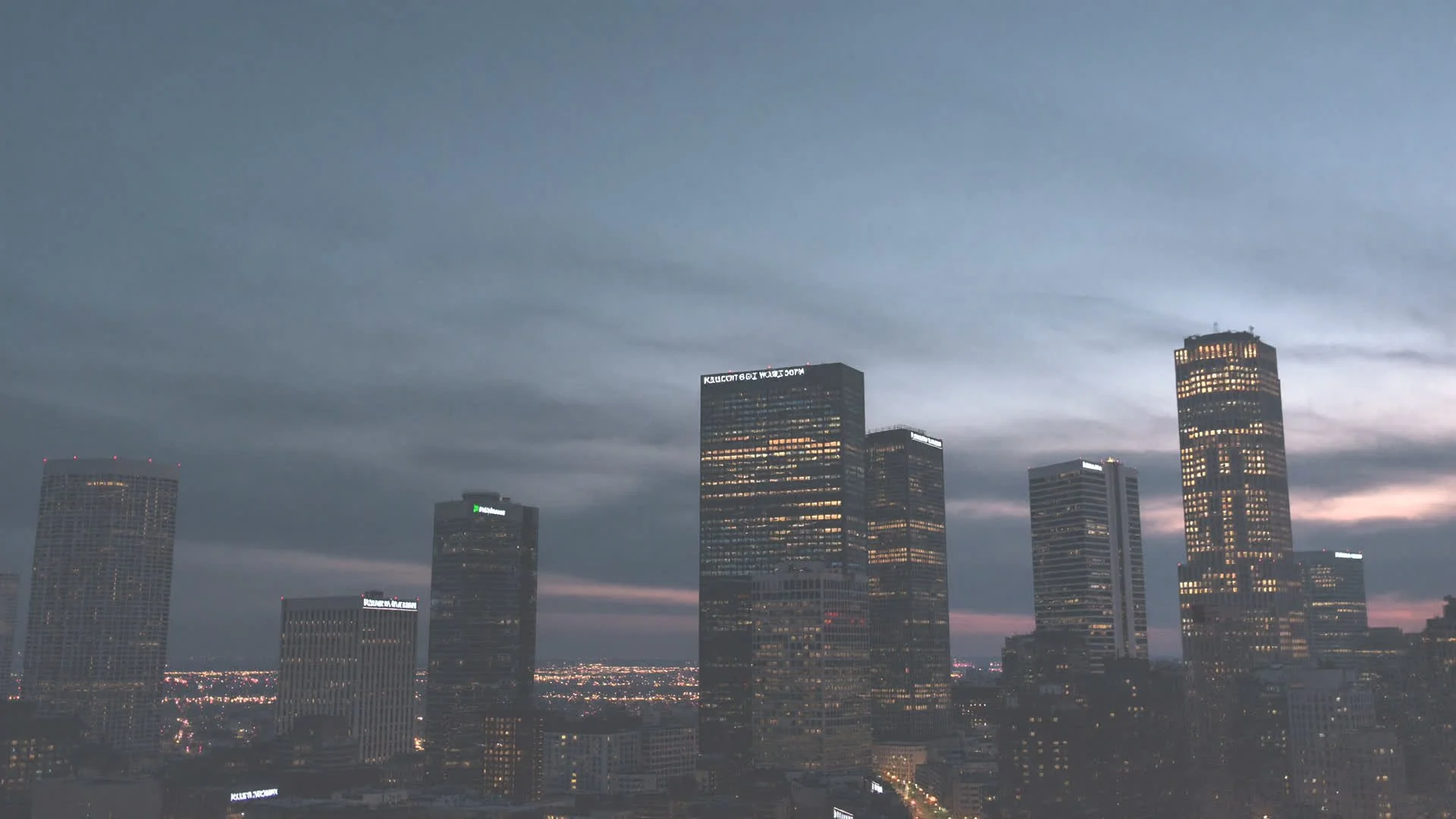 Downtown Kansas City skyline at dusk