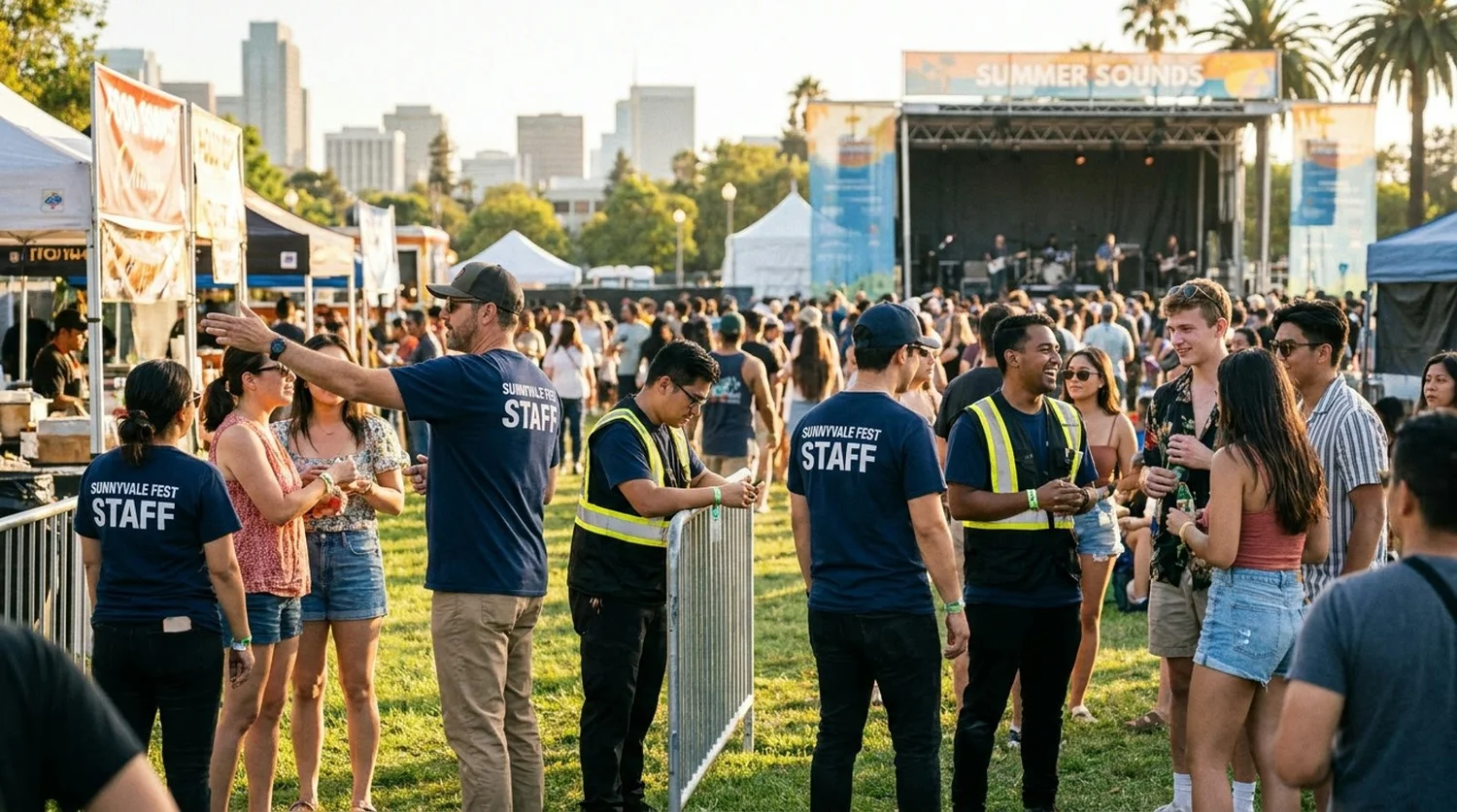 Diverse event types requiring staffing in Sunnyvale