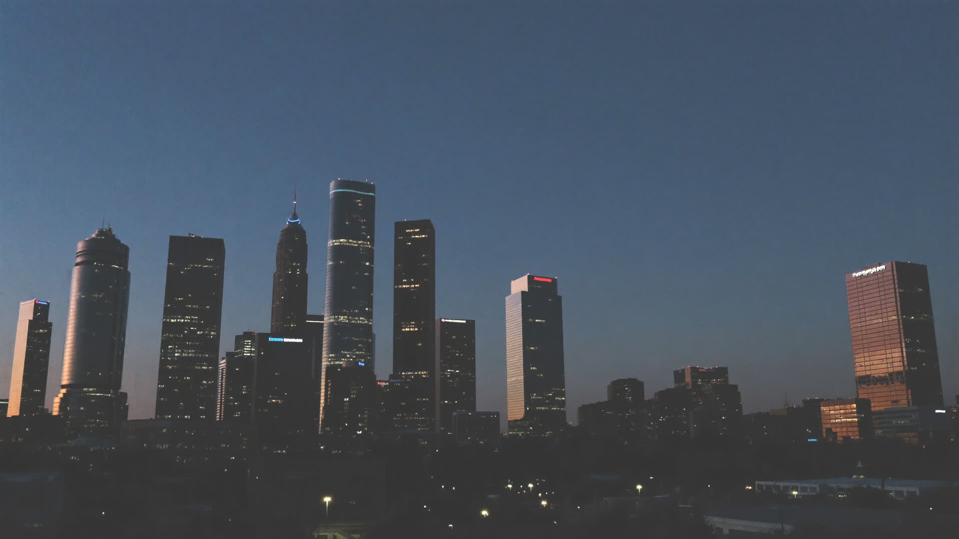 Downtown Huntsville skyline at dusk