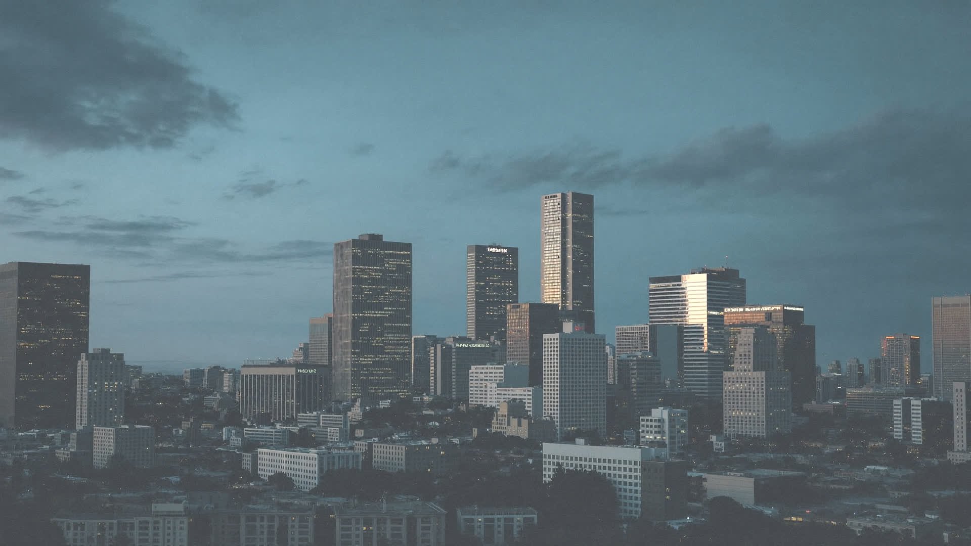 Downtown Oklahoma City skyline at dusk
