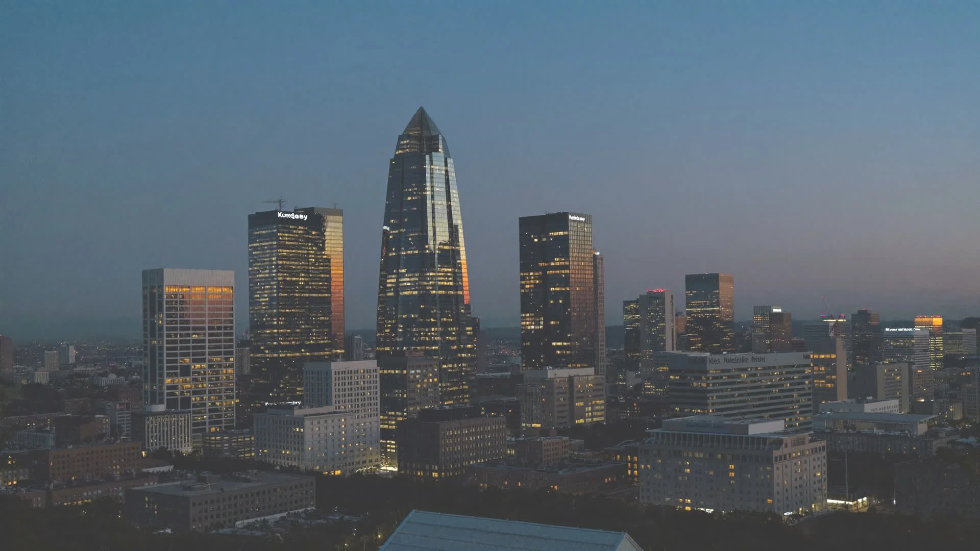 Downtown Knoxville skyline at dusk