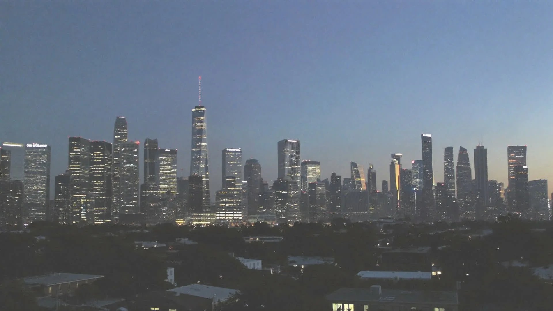 Downtown White Plains skyline at dusk