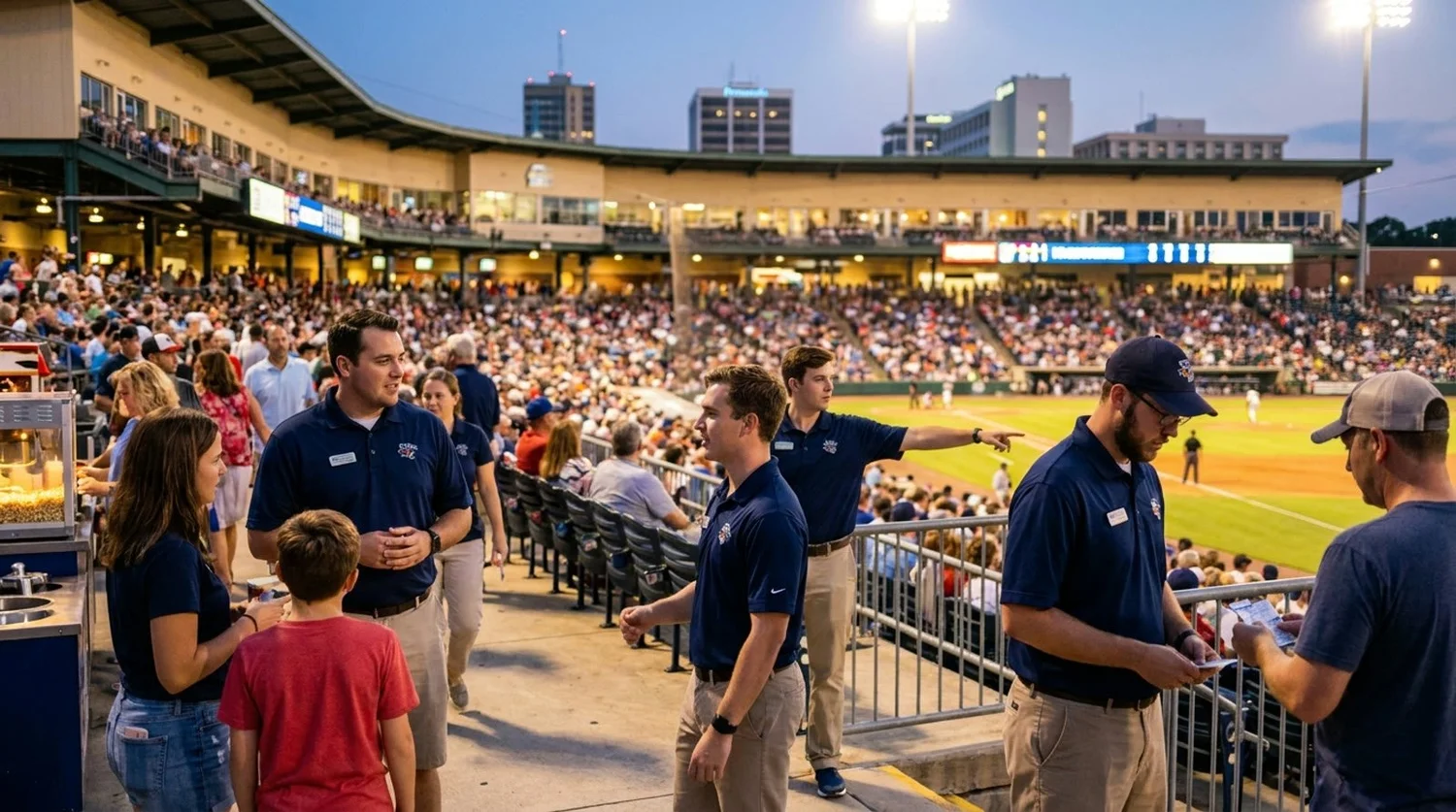 Large event venue requiring professional staffing in Pensacola