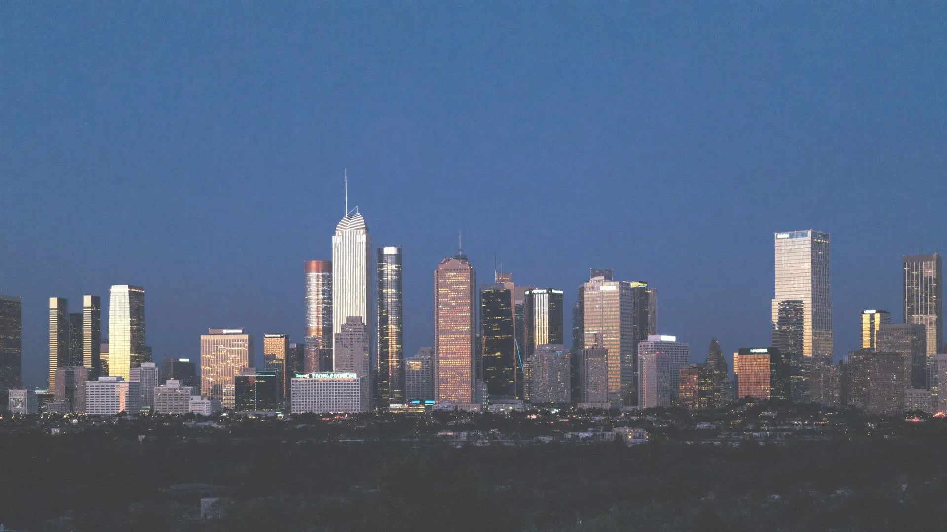 Downtown Glendale skyline at dusk