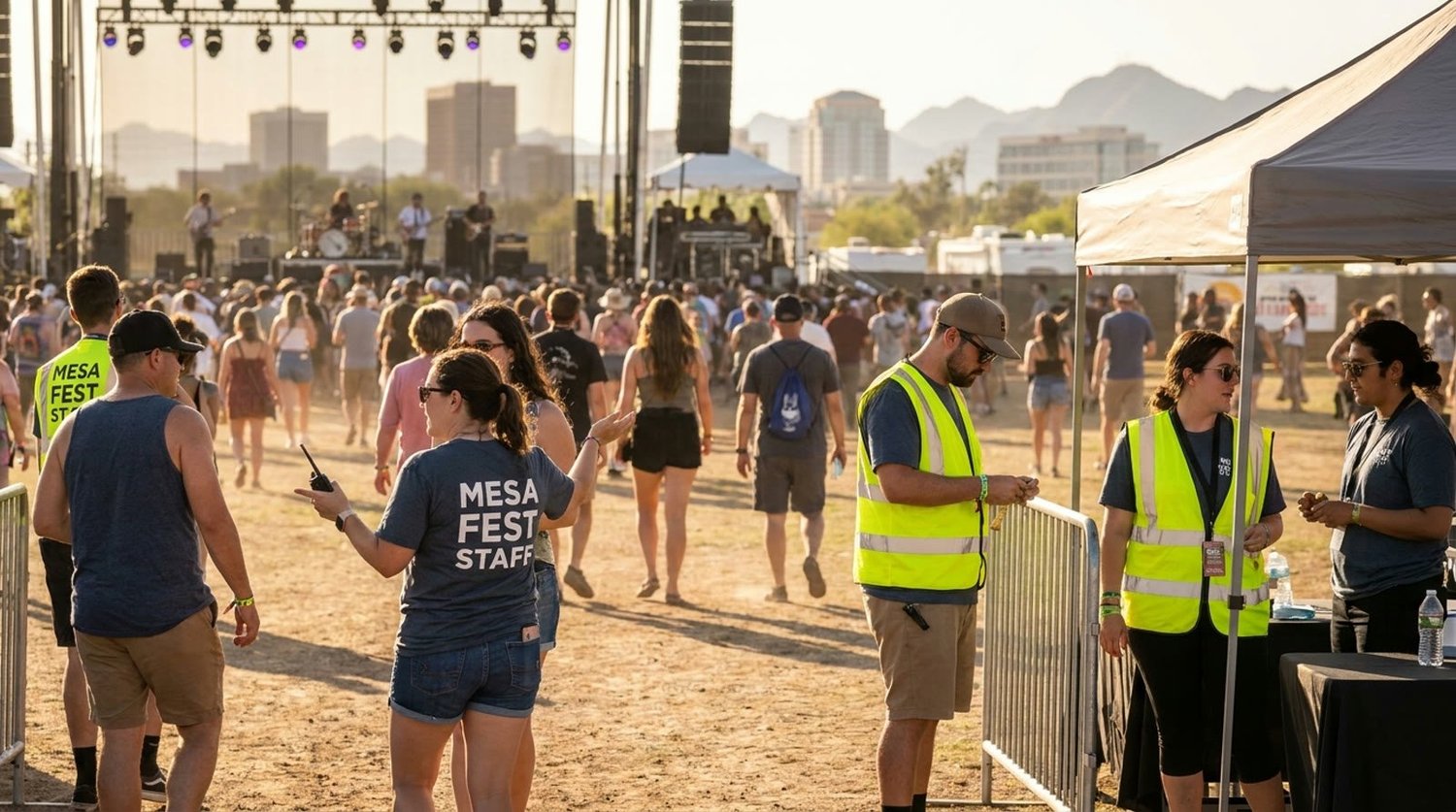 Diverse event types requiring staffing in Mesa