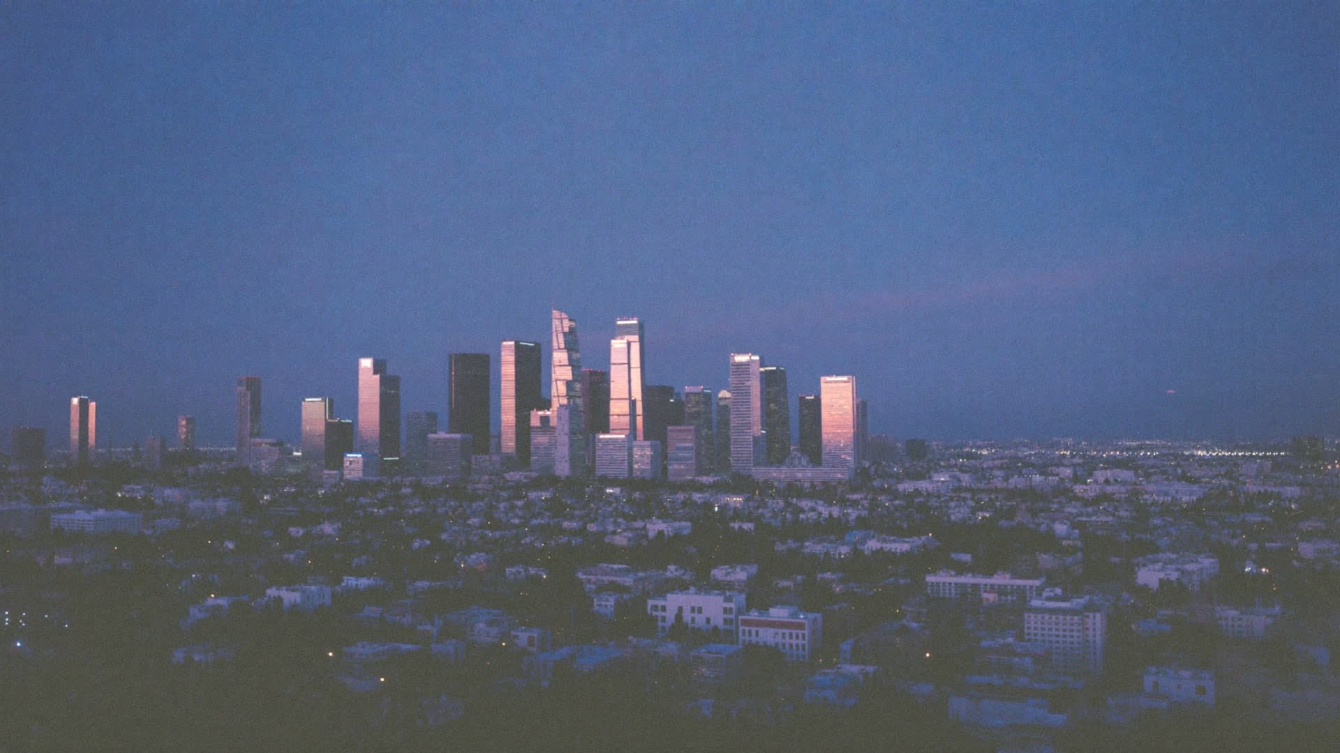 Downtown Los Angeles skyline at dusk