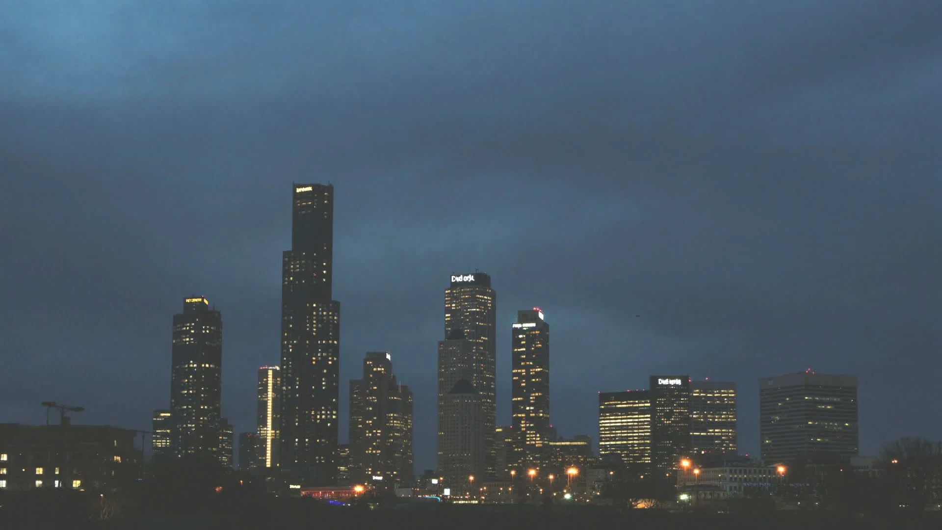 Downtown Lincoln skyline at dusk